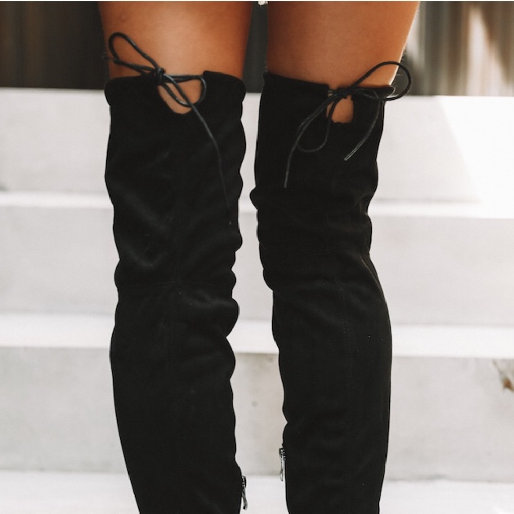 Black Suede Over the Knee Boots